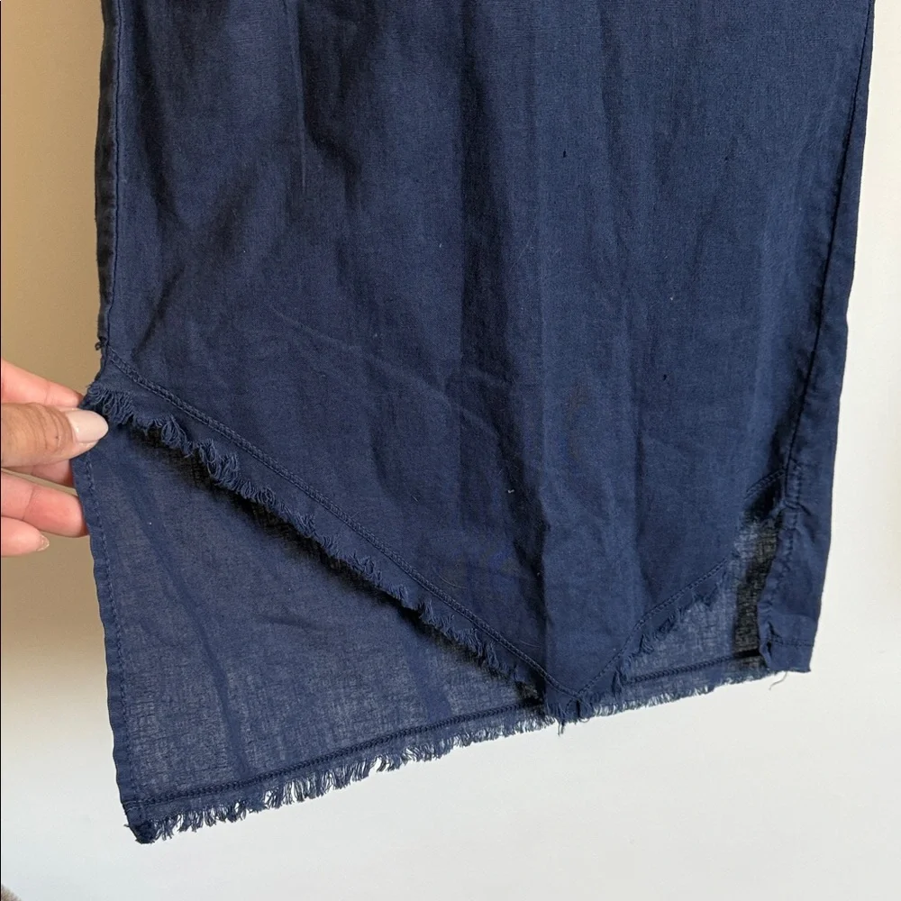 XCVI Navy Wide-Leg Cropped Pants - Picture 3 of 4